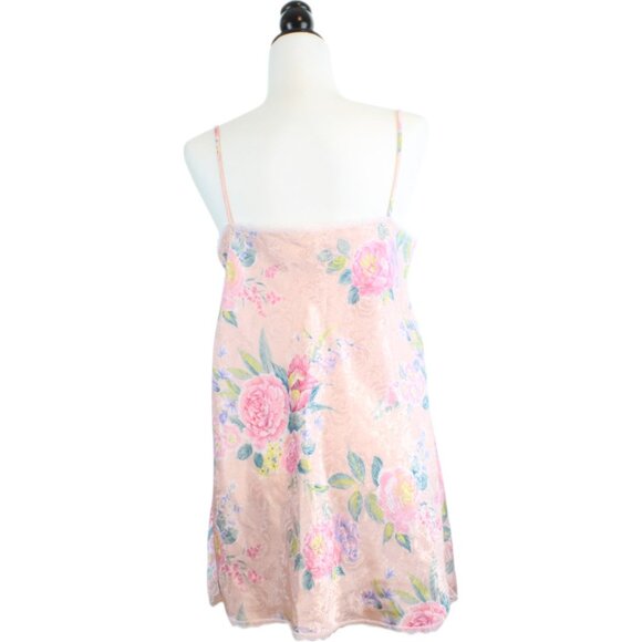 Vintage Kasara Nightie Medium Negligee Floral Peach Satin Lace Spaghetti N112 - Picture 6 of 6